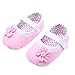 DZT1968® Baby Girl Cloth Soft Sole Round Dot Prewalker Mary Jane Shoes With Flower (M(6~12 Months), Pink)