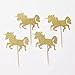 Astra Gourmet 25 Pack Gold Glitter Unicorn Cupcake Toppers Food Picks - Baby Shower Kids' Birthday Party Decors