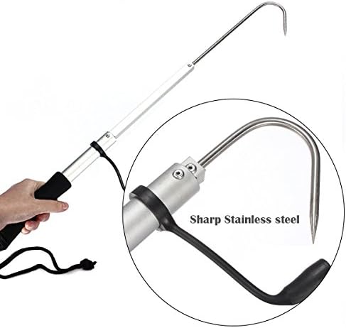 TXXMA Fishing Gaffs Retractable 28-60Cm Stainless Steel Hook Spear Telescope Aluminium Alloy Pole EVA Handle for Saltwater Offshore Ice Tool