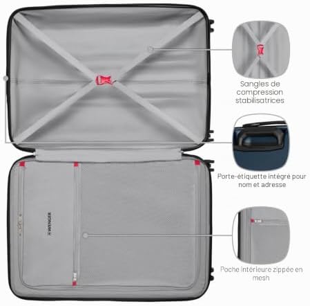 Prymo Large Valise Rigide à 4 roulettes, Trolley, Grand Format, 93 (107) l, Serrure de sécurité, Femmes Hommes, Voyages Vacances, Bleue, 653634