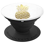 Golden Pineapple on white PopSockets Grip and Stand for Phones and Tablets