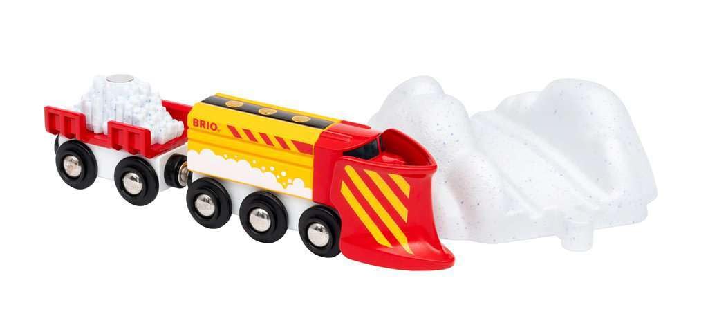 BRIO World Christmas Snow Plow Train for Kids Age 3 Years Up - Wooden Railway Set Add On Accessories