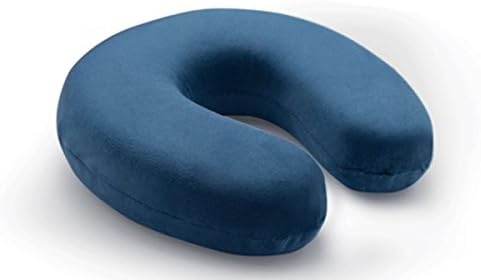 Memory Foam Neck U-Shape Headrest Pillow Car Air Flight Travel (deep blue)