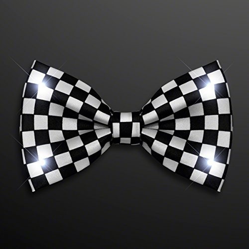 LED Black and White Checkered Bow Tie