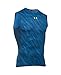 Under Armour Men's HeatGear Armour Printed Sleeveless Compression Shirt, Squadron (438)/Fuel Green, Medium