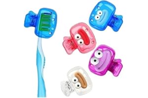 4-Pack Cute Cartoon Toothbrush Covers, Plastic Brush Head Protectors for Travel, Home, Camping, School