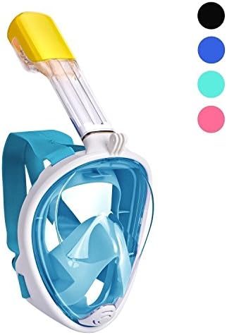 ECBUY Full Face 180° Snorkeling Mask Wide View Area Portable Snorkel Mask Seaview Underwater Diving Swimming Scuba Anti-fog Anti-leak Full Dry Free Breathing Snorkel Mask (Green, Large / Extra Large)