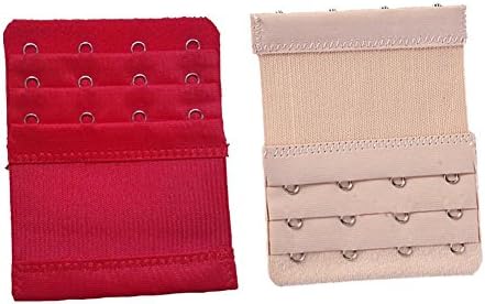 HKDK 2pcs Women Bra Extender Bra Strap Extension 4 Hook 3 Rows red-beige