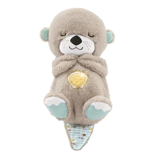 Schlummer Otter Kuscheltier mit Atembewegung und Musik, Baby Erstausstattung, Neugeborene, Baby Spielzeug ab Geburt, Babyparty und Neugeborenen Geschenk, FXC66