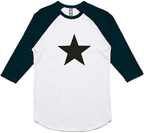 theIndie Star (Black) 3/4-Sleeve Raglan Baseball T-Shirt, White / Navy, M
