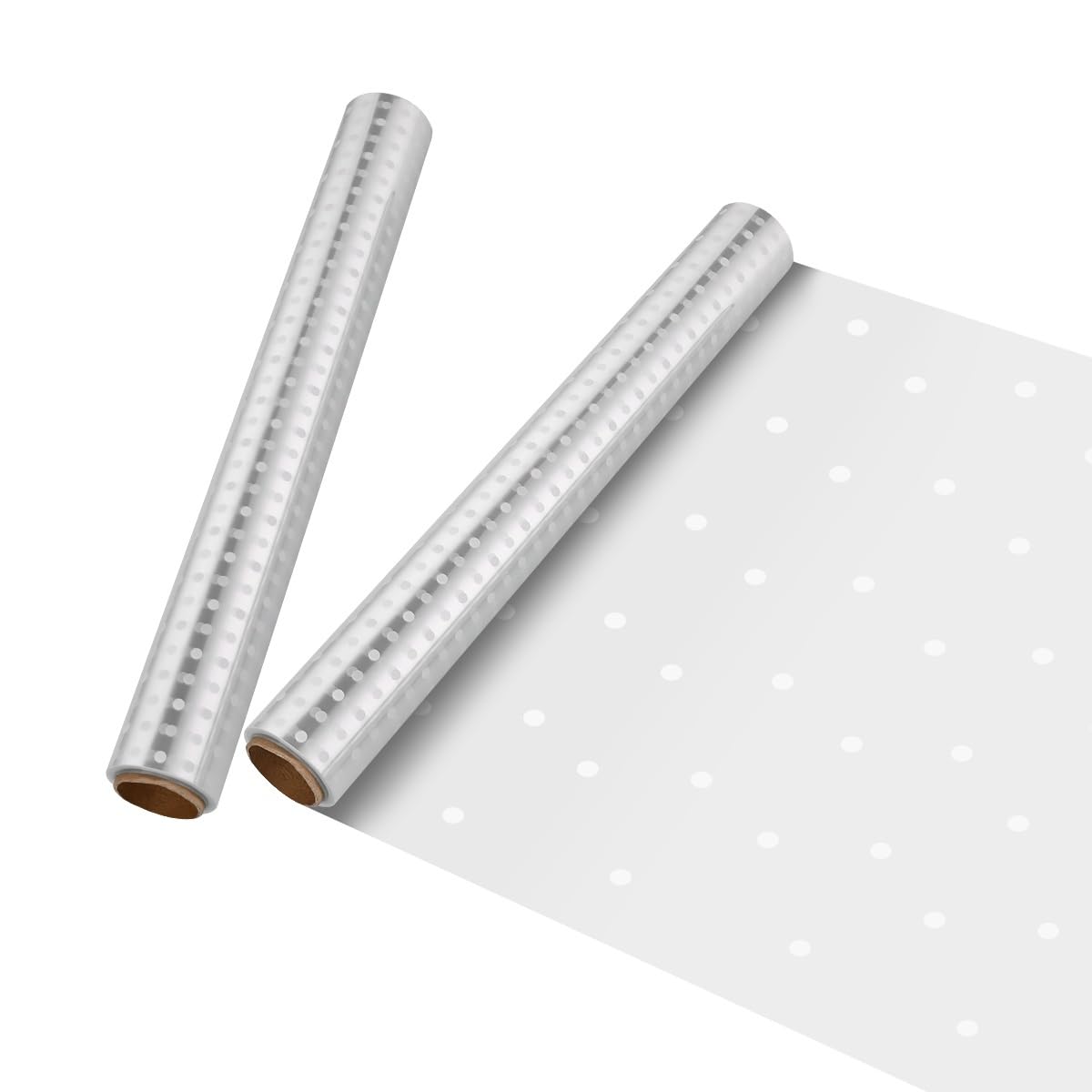 STOBOK 2 Rolls Clear Cellophane Wrap Roll | Transparent White Dot Wrappings Paper Width 40CM Length 30M 2.5 Mil Thick,Packing Paper for Flowers,Baskets,Food,Candy