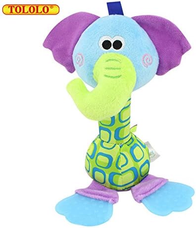 TOLOLO Cute Animal Soft Voice Early Education Baby Toy for Over 0 Months,The new baby teether rattles (Elephant)
