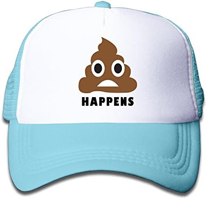 Toddler Kids Shit Happens Poop Emoji Mesh Trucker Snapback Hat Cap SkyBlue