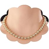 Wiwpar Lightweight Bead Ball Chain Choker Necklace Gold Short Chain Neck Bib Collar Choker Necklace Punk Beaded Choker Necklace for Women Christmas Birthday Gifts Jewelry