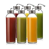 California Home Goods 6 Pack - Glass Water Bottles with 18 oz Capacity, Kombucha, Smoothies, Juice, Reusable