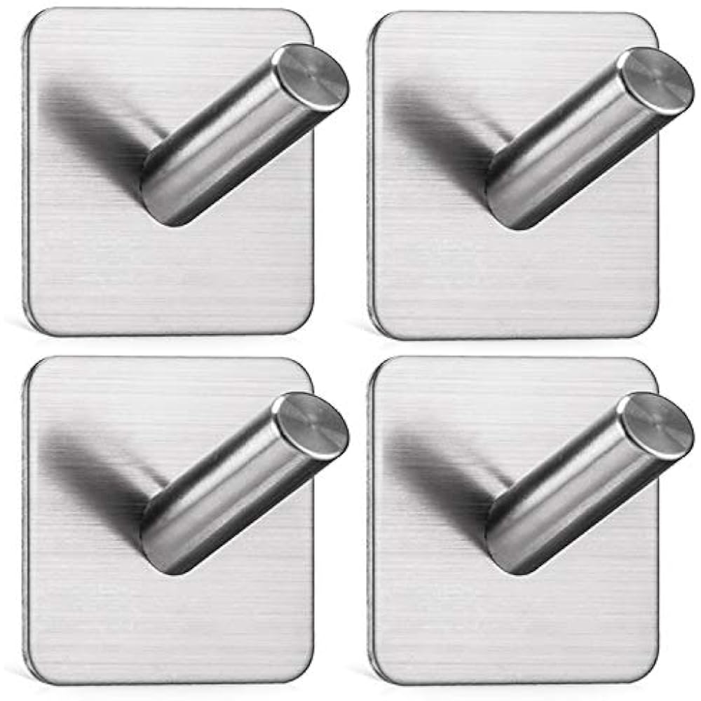 Jekoo Heavy Duty Adhesive Wall Hooks, Towel Hangers Stainless Steel