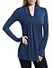 Ninedaily Women Tops Knot Front V Neck Long Sleeve Casual Tunic Blouse