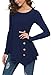Viishow Women's Button Long Sleeve Tunic Top Blouse Navy Blue M