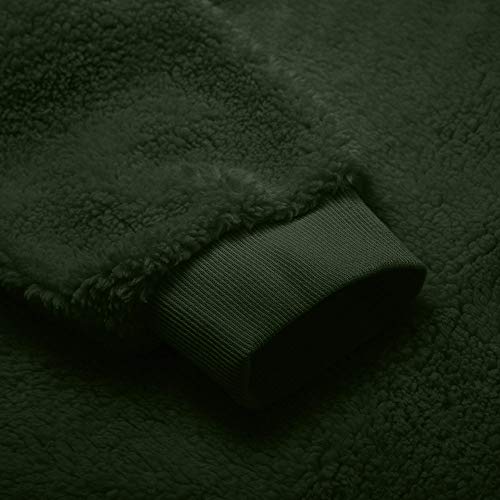 Clearance Sale! Pervobs Women Plush Sweater Imitation Lambskin Round Neck Solid Long Sleeve Sweater Pullover Blouse Top(14, ArmyGreen)