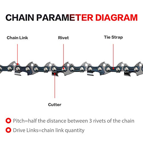 SALEM MASTER 18 Inch Chainsaw Chains - .050" Gauge - 3/8 LP Pitch - 62 Drive Links, Semi-Chisel Gas Powered Chainsaw Chain Fits for Craftsman, Homelite, Basic Pack (18)