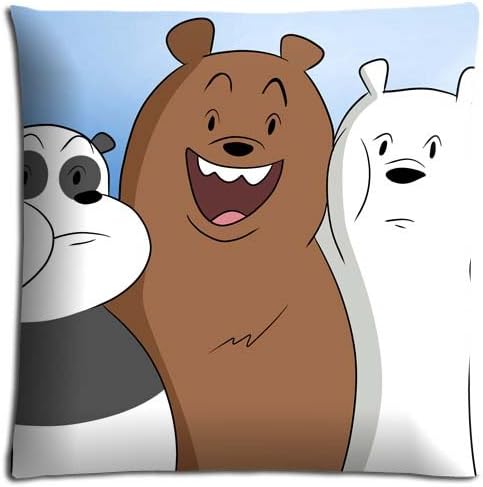 Polyester + Cotton BACTERIA RESISTANT We Bare Bears Bedroom Pillow Covers Case Zippered 16x16 inch 40x40 cm