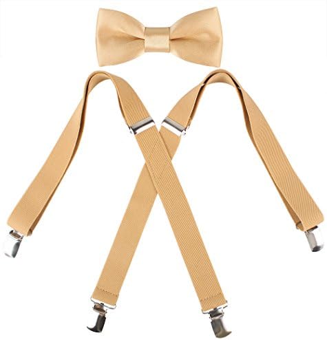 2PCS Bow Tie And Suspenders Set For Kids 4 Clips Adjustable X