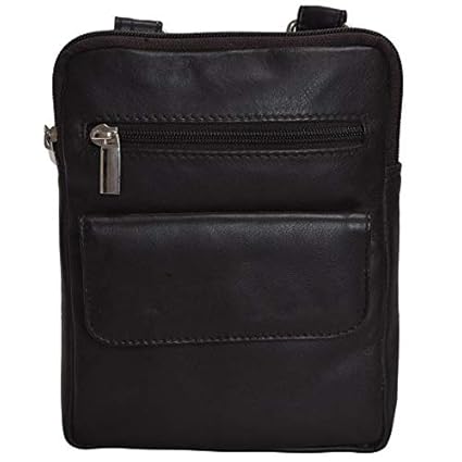 HiLEDER 100% Pure Genuine Sheep Leather Mini Sling Travel Business Messenger Office Crossbody Bag for Men and Women, Black