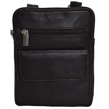 HiLEDER 100% Genuine Sheep Leather Mini Sling Travel Business Messenger Tablet Office Ipad Crossbody Bag for Men and Women, Black