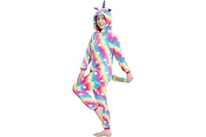 UDERUI Unisex Adult Unicorn Onesie Pyjamas, Adult Women Men Animal Cosplay Costume (Colorful Starry Sky,Small)