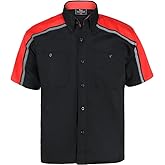 BIKER WEAR USA Men’s Work Shirt- Mechanical/Industrial Work Shirt with Reflective Horizontal Lining