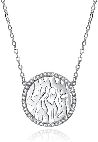 Lux and Glam Elegant Jewish Hebrew Shema Sh'ma Yisrael Pendant Necklace by On 18" Anchor Chain Secures With Spring Ring Clasp