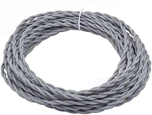 32.8ft Grey Twisted 18/2 Rayon Covered Wire,HESSION Antique Industrial Electrical Cloth Cord,Vintage Style Lamp Cord Strands