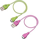 DDup 2pcs Replacement USB Chargers Charging Cable for Fitbit Charge HR Band Wireless Activity Wristbands(3.3 ft, Pink+Green),Charging-Indicated Colored Light,Soft Material,Quality Guarantee