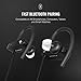 Bluetooth Wireless Workout Headphones by PLUMSOTT | Best Sports Cordless Earbuds for iPhone Running Gym | Waterproof IPX7 Rated | Built in Mic Headset | Black