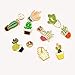 Cute Enamel Lapel Pins Set Cartoon Animal Plant Floral Fruits Foods Brooches Pin Badges for Clothing Bags Backpacks Jackets Hat DIY (Flower plants set of 9)