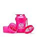 SmartShake Original2GO Shaker Bottle w/Detachable Storage Compartments, BPA/DEHP Free & Carabiner Clip-Great for Fitness Sports Nutrition Supplements 20oz (600ml)-Neon Pink, Blue, Green (3 Pack)