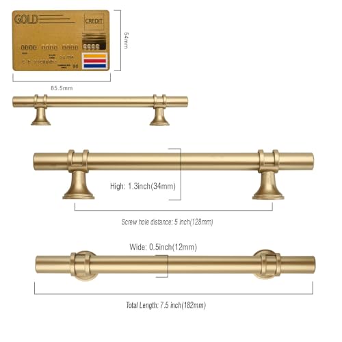 Amerdeco 10 Pieces Gold Kitchen Handles 128 mm Cupboard Drawer Handles Door Handle UK0002