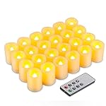 Kohree LED Votive Unscented Battery Powered Candles with Remote Control Timer, 1.5-Inch-by-1.9-Inch, Set of 24