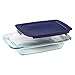 Pyrex Easy Grab 19-Piece Glass Bakeware Set with Blue Lids