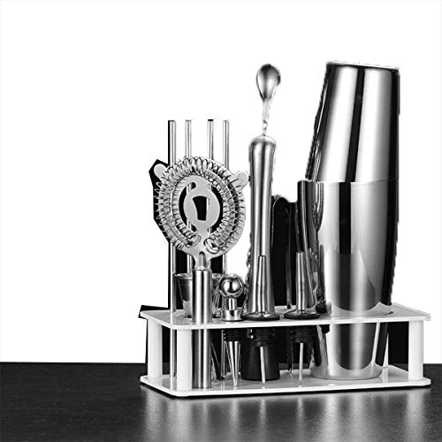 YHWD Cocktailshaker 10 Teiliges Cocktail Bar Set Edelstahl mit Acrylständer,Bartending Kit Barkeeper Werkzeuge Boston…