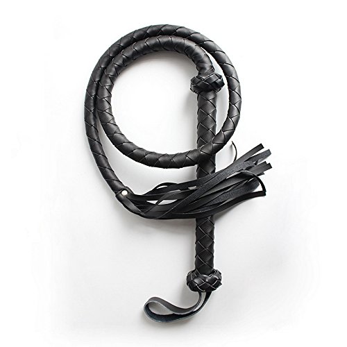 HAPPYTIMEBELT PU Leather Bullwhip Whip Floggers 5 FT Length Tassel(Black)