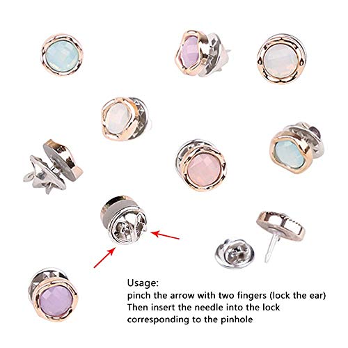 Joyci 10-Pack Women Shirt Brooch Buttons Lapel Pins Novelty Suit Vest Safety Buckle Metal Tie Tacks Pin Back Clutch (Jelly Color) - Thumbnail 4