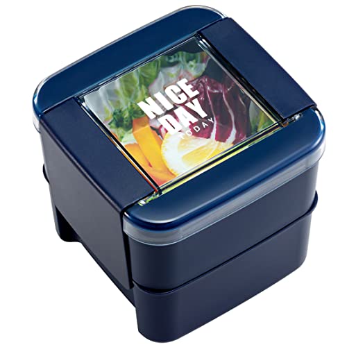 岩崎工業 ラストロウェア 弁当箱 ランチボックス 680ml 2段 スクエア イージーケア 食洗機対応 レンジ対応 ネイビー B-1490 NV