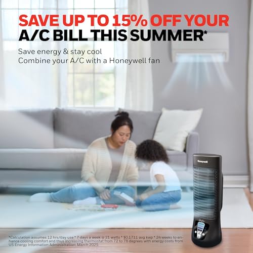 Honeywell QuietSet Personal Table Fan, Oscillating Personal Desk Fan with Quiet Operation, 4 Levels of Power and Sound, Black, HTF210B