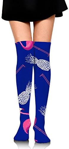 Pineapple And Flamingo Mens Womens Compression Socks Warm Knee High Socks Athletic Tube Stockings Sport Long Socks One Size