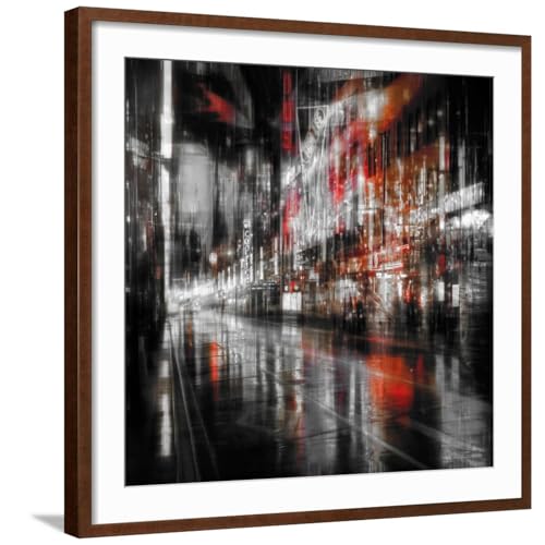 ART.COM Wall Photographic Print City At Night 5 on Brown Frame by Ursula Abresc…