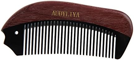 AUDYLIYA No Static 100% Handmade Premium Quality Fish Shaped Natural Violet Wood with Black Buffalo Horn Combs Pocket