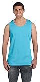 Comfort Colors Chouinard Men's Pigment Shades Naturally Vary Tank Top, Lagoon Blue, Large