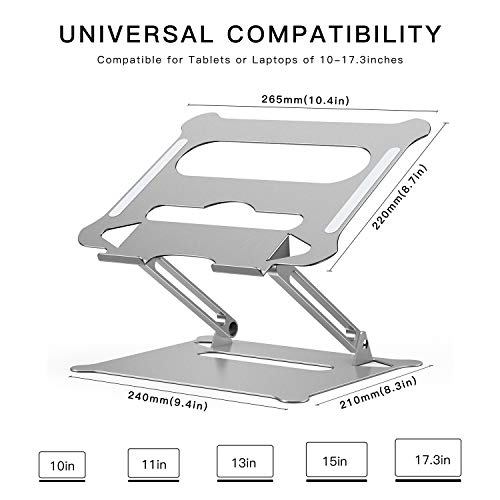 Laptop Stand for Desk KXLY Ergonomic Aluminum Laptop Computer Stand Laptop Riser Adjustable Notebook Holder Stand with Heat-Vent, Compatible with MacBook, Air, Pro, Dell XPS More 10-17" Laptops