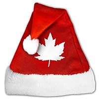 TCCZQ Flag of Canada Maple Leaf Unisex Velvet Fabric Santa Hat Party Accessory Christmas Holiday Hat